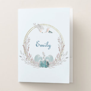 Watercolor Mermaid & Wreath Pocket Folder