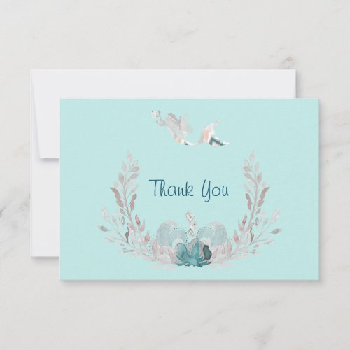 Watercolor Mermaid  Wreath Thank You Cards