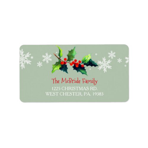 Watercolor Merry Berry Holiday Address Label