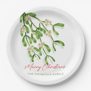 Watercolor Merry Christmas Berry Branches  Paper Plates