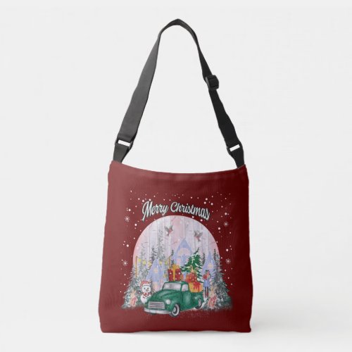 Watercolor Merry Christmas Car Of Gifts Crossbody Bag