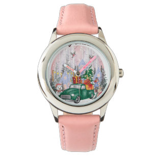 Watercolor Merry Christmas, Car Of Gifts Watch