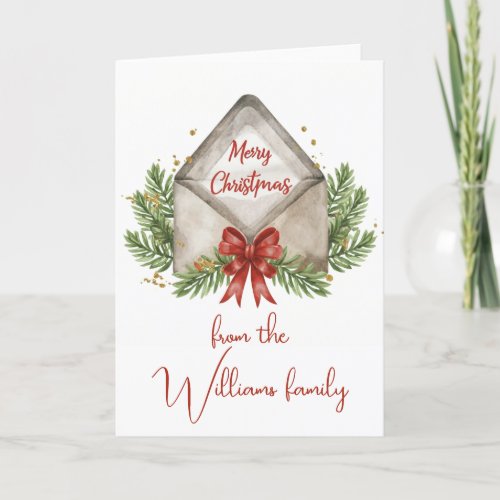 Watercolor Merry Christmas Envelope Holiday Card
