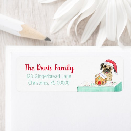 Watercolor Merry Christmas French Bulldog Label