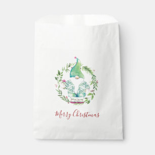 Watercolor Merry Christmas Gnome Candy Favor Bag