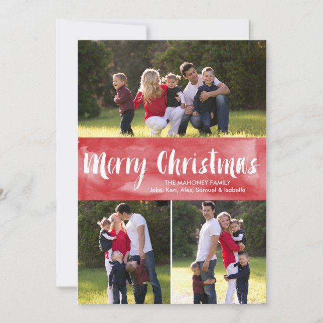 Watercolor Merry Christmas | Holiday Photo Card (Front)