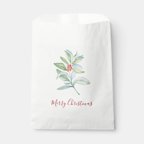 Watercolor Merry Christmas Holly  Berry Favor Bag