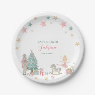Watercolor Merry Christmas Nutcracker Ballet baby Paper Plates