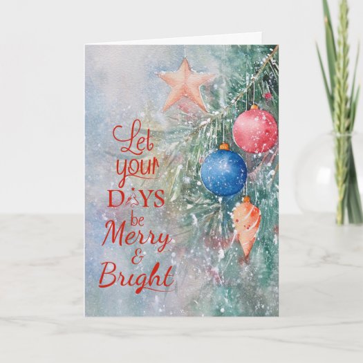 Watercolor Merry Christmas Ornaments Winter Snow