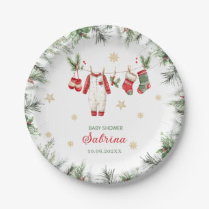  Watercolor Merry Christmas Santa Christmas baby s Paper Plates