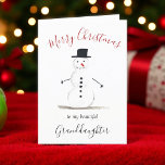 Watercolor Merry Christmas Snowman Granddaughter Holiday Card<br><div class="desc">Merry Christmas granddaughter card. Watercolor,  snowman,  Christmas tree,  non photo,  traditional card. Please personalize it with your details.</div>