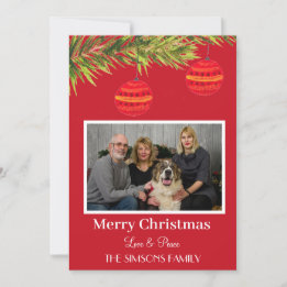 Watercolor Merry Christmas Tree Family Photo Holiday Card