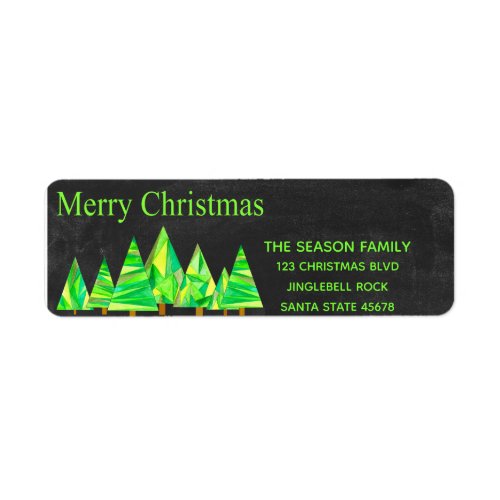 watercolor merry christmas trees address label