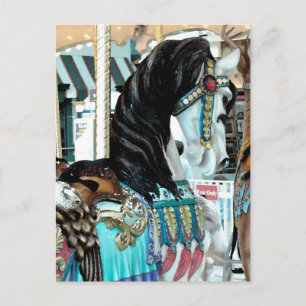 Watercolor Merry-Go-Round Horse Holiday Postcard