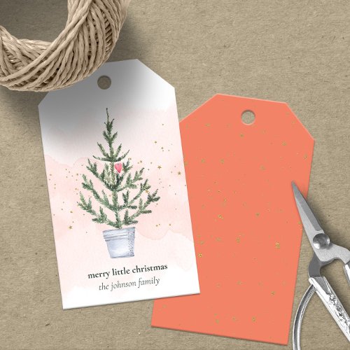 Watercolor Merry Little Christmas Tree Gift Tags