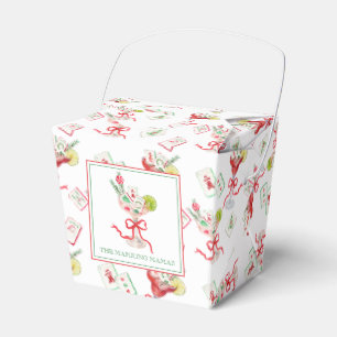 Watercolor Merry Mahjong Christmas Cocktail Party Favor Boxes
