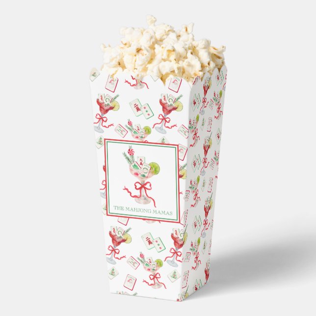 Watercolor Merry Mahjong Christmas Cocktail Party Favor Boxes (Popped)