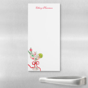 Watercolor Merry Mahjong Christmas Cocktail Party Magnetic Notepad