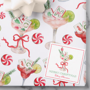 Watercolor Merry Mahjong Christmas Cocktail Party Note Card