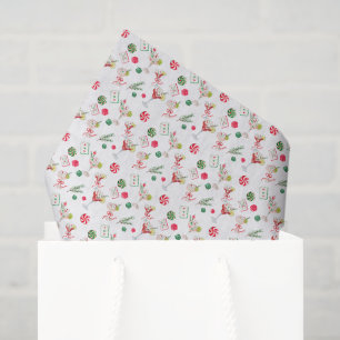 Watercolor Merry Mahjong Christmas Cocktail Party Tissue Paper