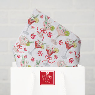 Watercolor Merry Mahjong Christmas Cocktail Party Tissue Paper