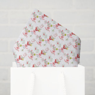 Watercolor Merry Mahjong Christmas Cocktail Party Tissue Paper