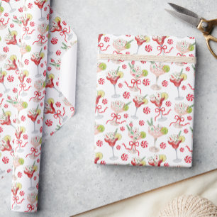 Watercolor Merry Mahjong Christmas Cocktail Party Wrapping Paper