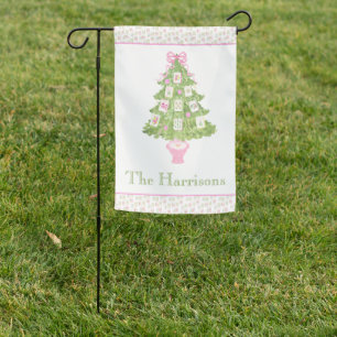 Watercolor Merry & Mahjong Christmas Tree Party Garden Flag