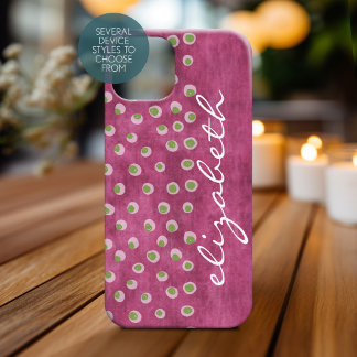 Watercolor Messy Fun Polka Dots lime hot pink Case-Mate iPhone 14 Case