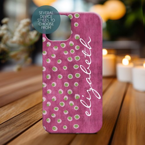 Watercolor Messy Fun Polka Dots lime hot pink Case_Mate iPhone 14 Case