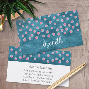 Watercolor Messy Polka Dots - blue and pink Business Card