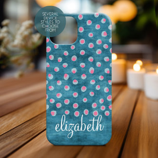 Watercolor Messy Polka Dots - blue and pink Case-Mate iPhone 14 Pro Case
