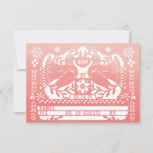 Watercolor Mexican Fantail Doves Papel Picado RSVP Invitation