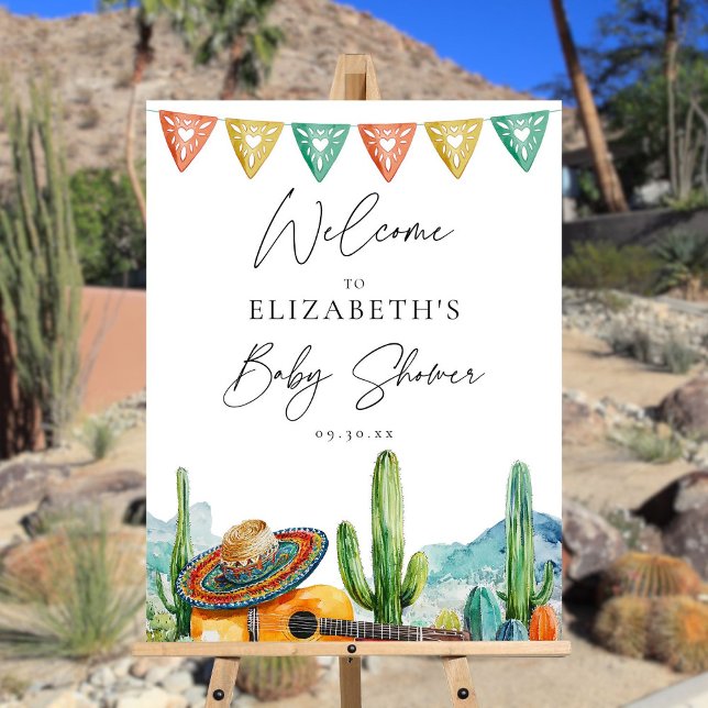 Watercolor Mexican Fiesta Baby Shower Welcome Sign (Watercolor Mexican Fiesta Baby Shower Welcome Sign)