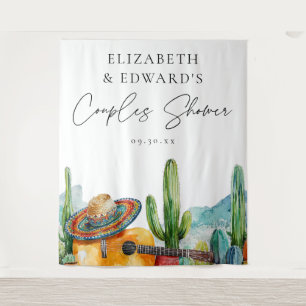 Watercolor Mexican Fiesta Couples Shower Backdrop
