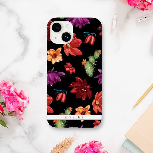 Watercolor Mexican Fiesta Flower Black Case_Mate iPhone 14 Case