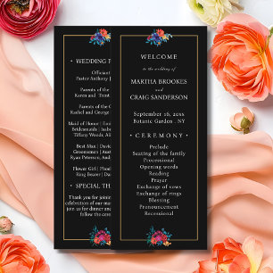Watercolor Mexican Fiesta Flower Black Wedding Program