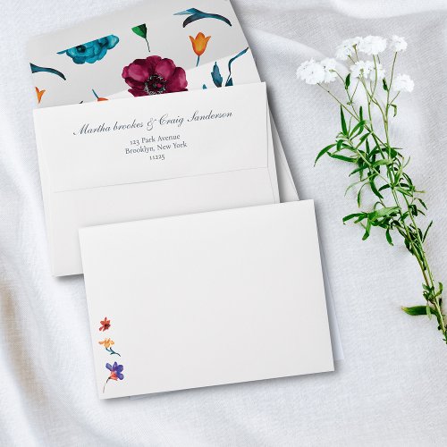 Watercolor Mexican Fiesta Flower Wedding Envelope