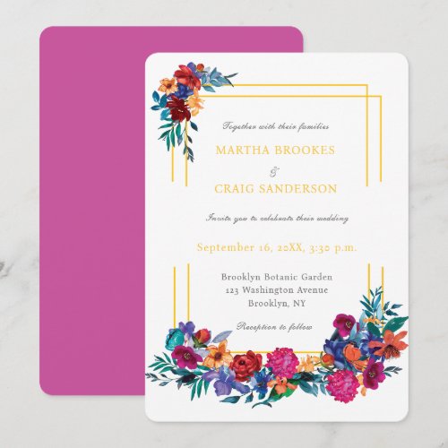 Watercolor Mexican Fiesta Flower Wedding Invitation