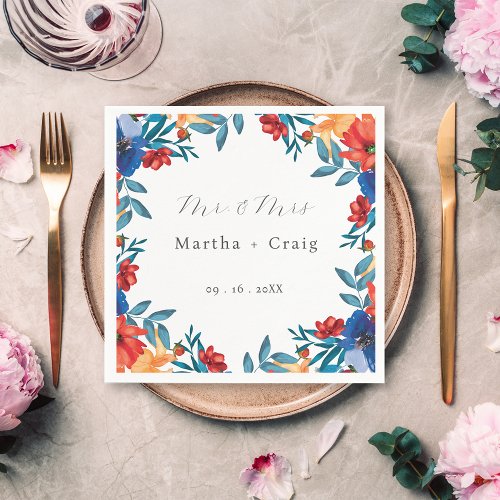 Watercolor Mexican Fiesta Flower Wedding Napkins