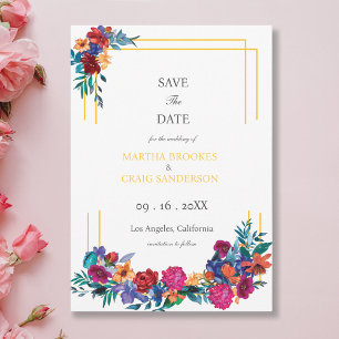 Watercolor Mexican Fiesta Flower Wedding Save the  Invitation