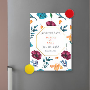 Watercolor Mexican Fiesta Flower Wedding Save the Magnetic Invitation