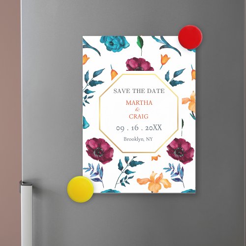 Watercolor Mexican Fiesta Flower Wedding Save the Magnetic Invitation