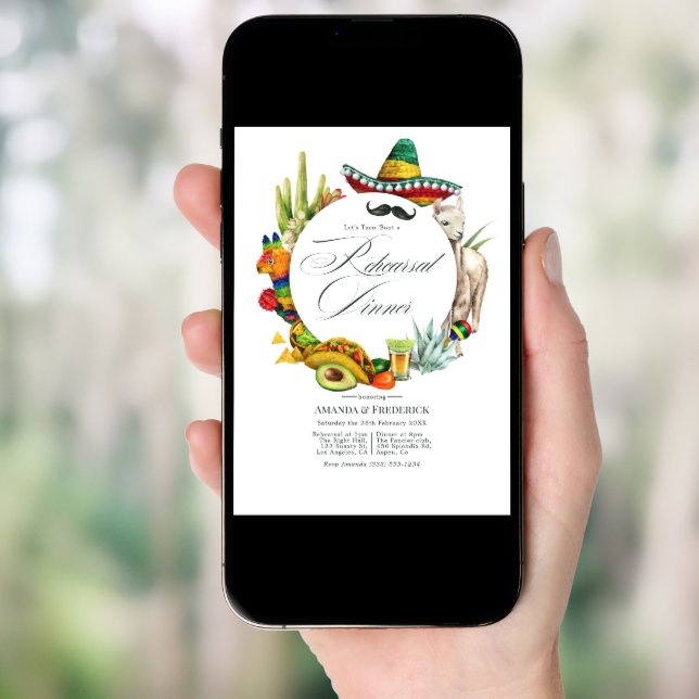 Watercolor Mexican Fiesta Rehearsal Dinner Invitation (Front Digital)