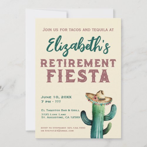 Watercolor Mexican Fiesta Retirement Invitation