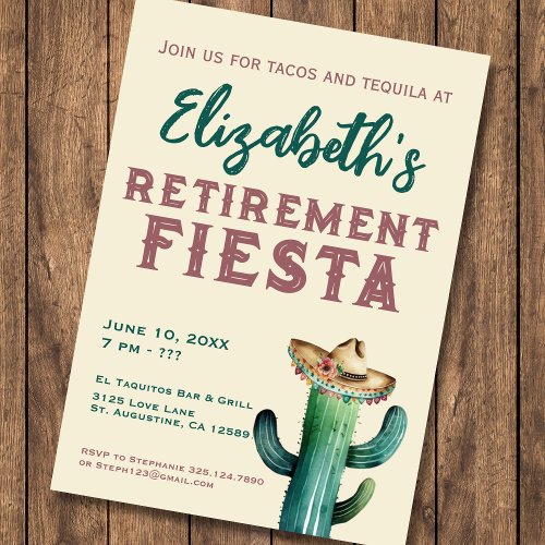 Watercolor Mexican Fiesta Retirement Invitation