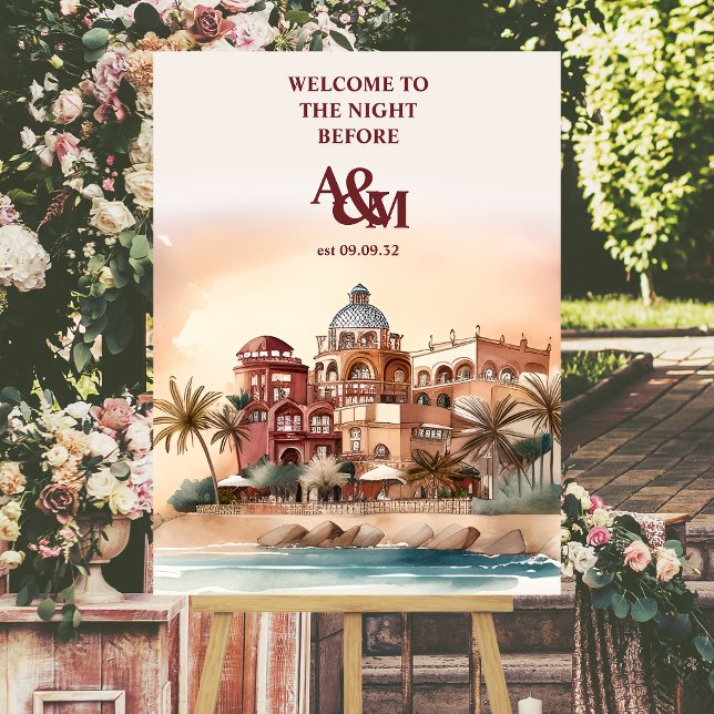 Watercolor Mexico Cancun Destination Wedding Foam Board (Creator Uploaded)