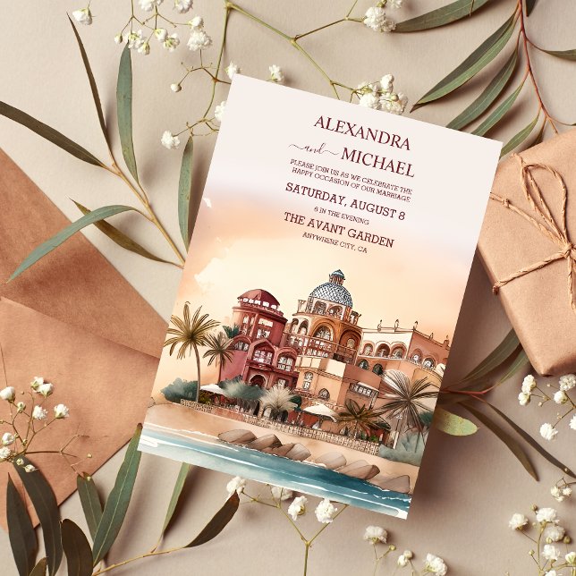 Watercolor Mexico Cancun Destination Wedding Invitation (Creator Uploaded)
