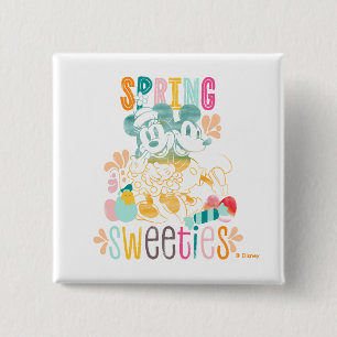 Watercolor Mickey and Minnie   Spring sweeties Button