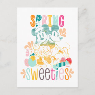 Watercolor Mickey and Minnie Spring sweeties Postcard